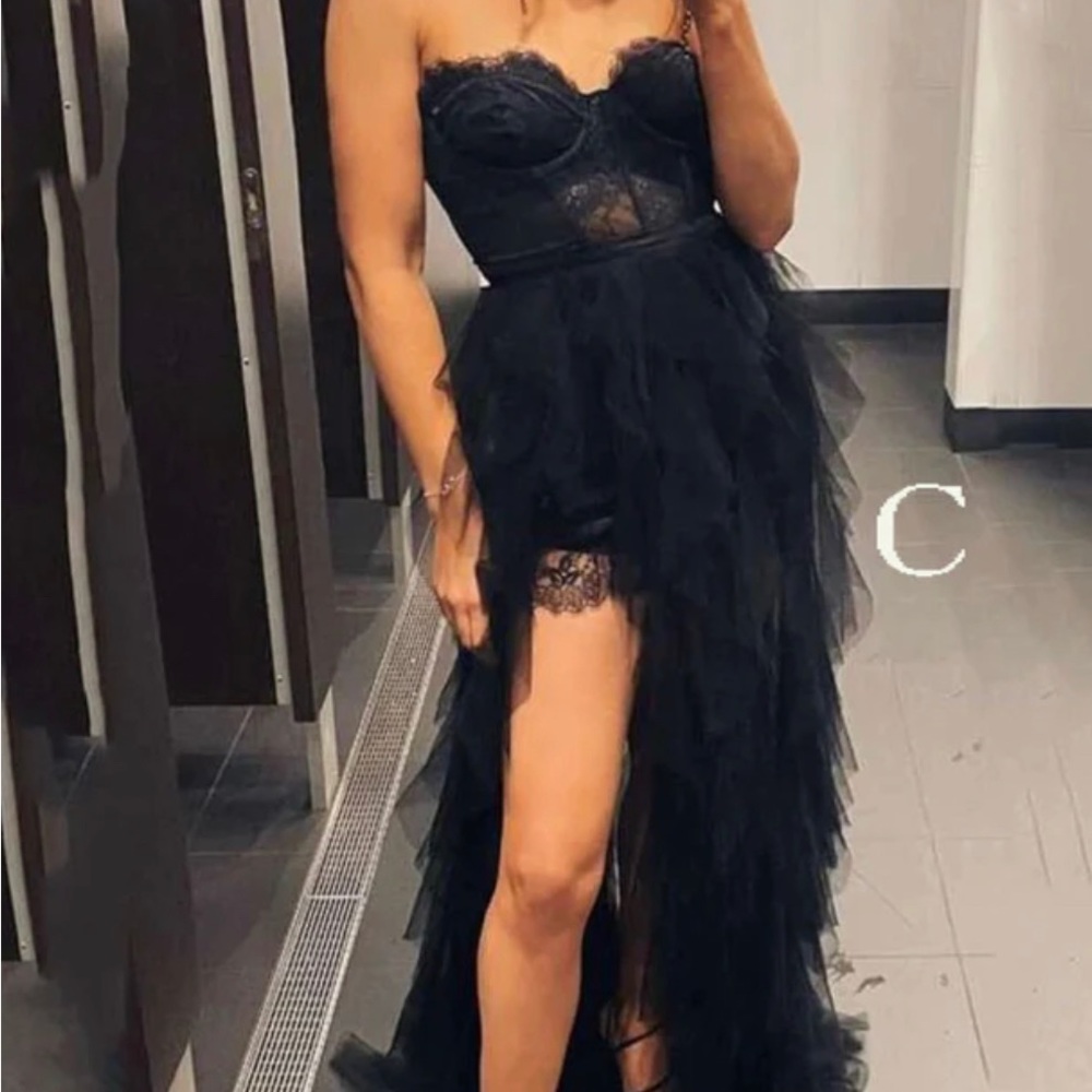 Black High Low Sweetheart Tulle Dress